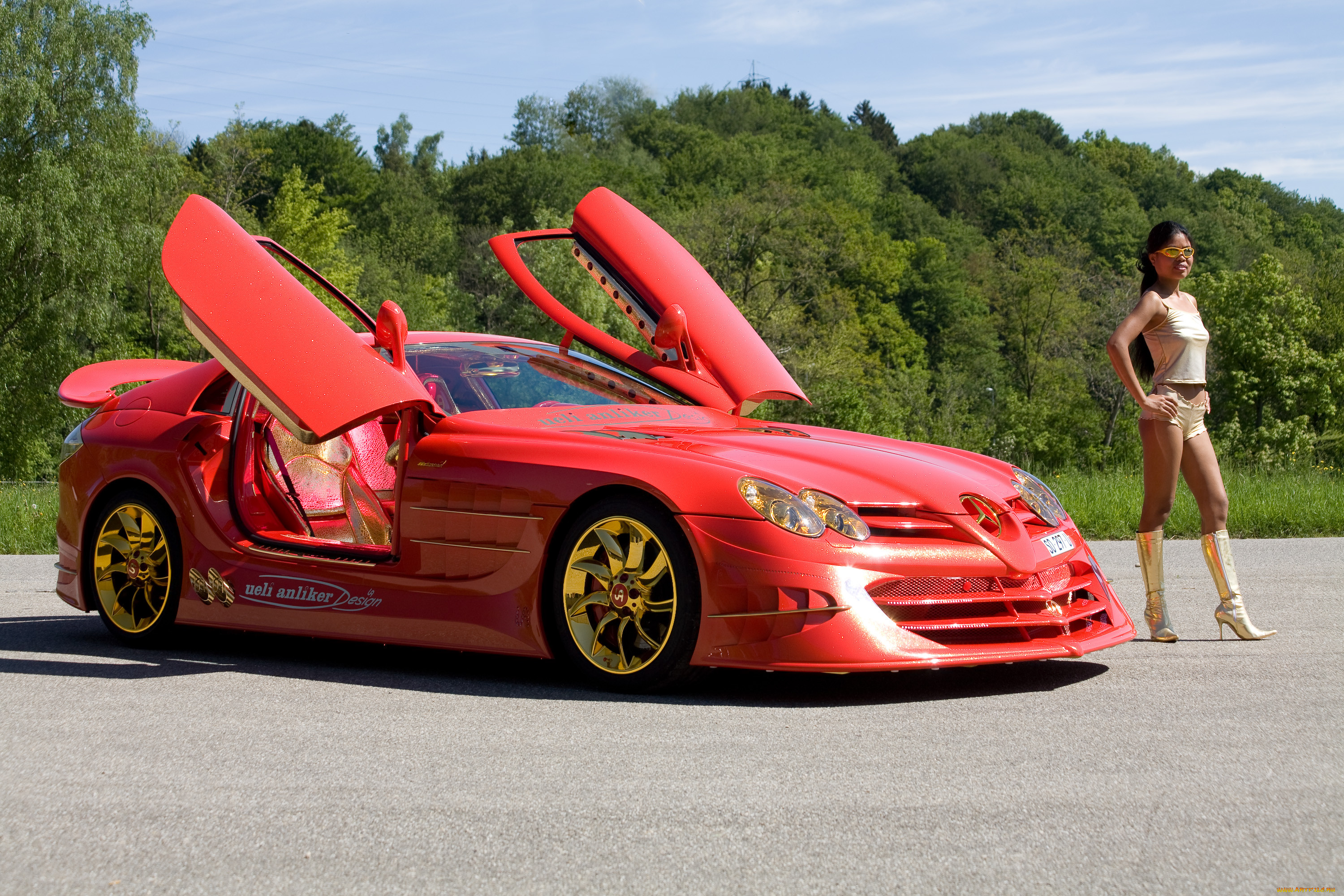 mercedes-benz slr mclaren 999 red gold dream, , -  , dream, gold, , , mercedes-benz, red, mclaren, 999, slr